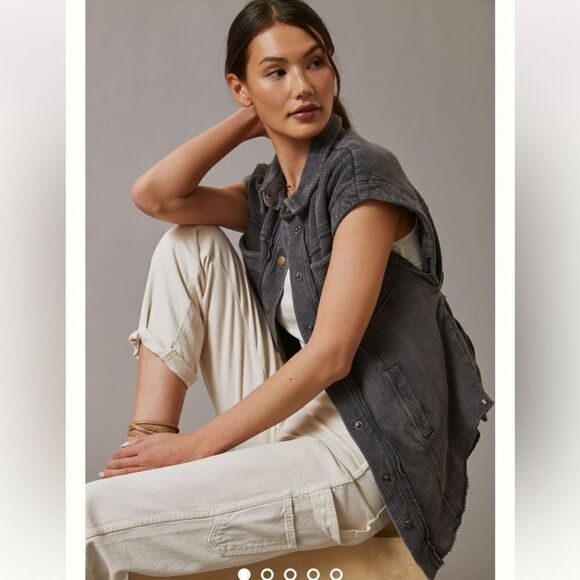 Anthropologie Pilcro Gray Belted Vest - Picture 11 of 13